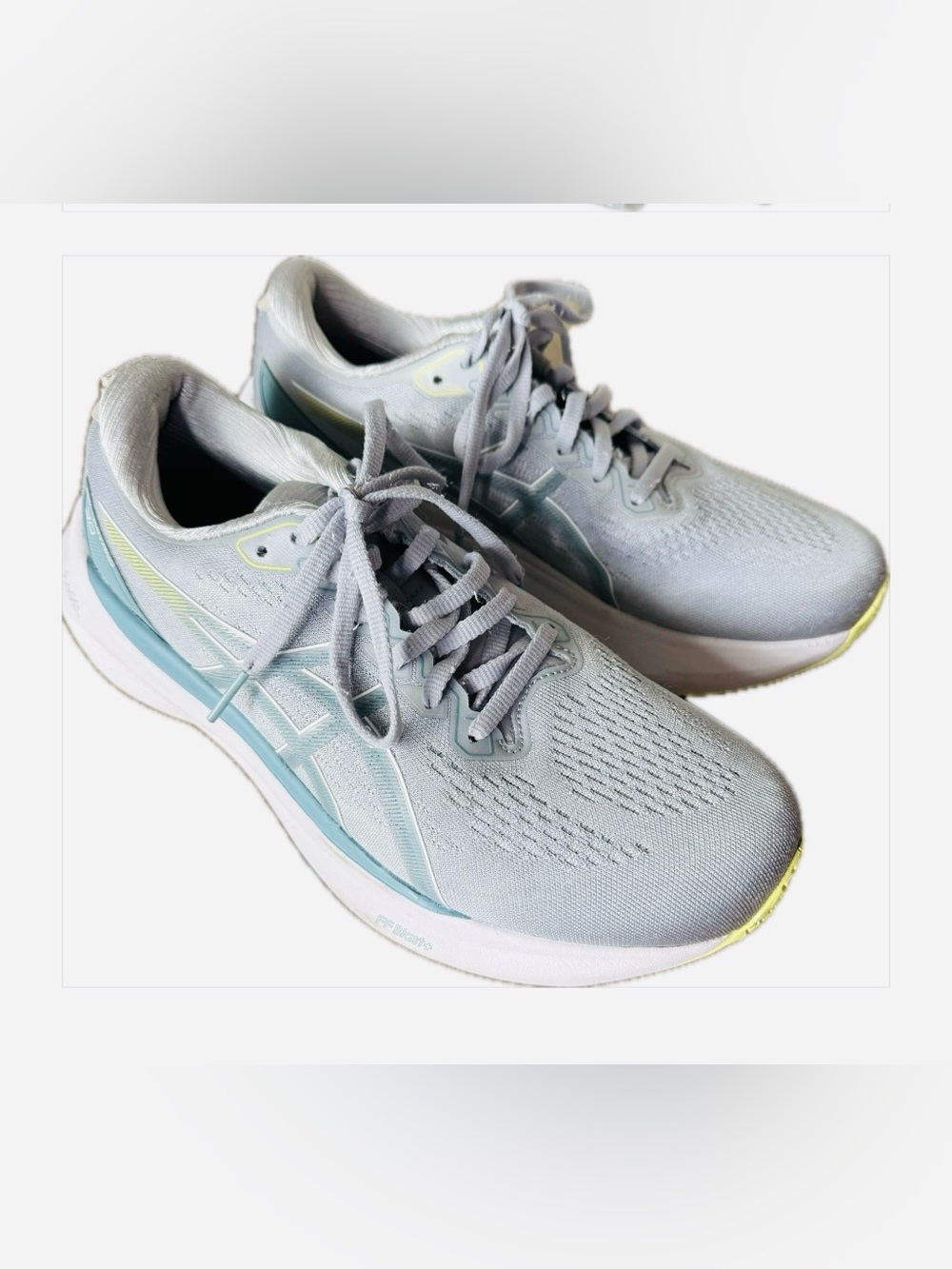 Asics Women's Light Gray & Pale Blue Running Shoes with Yellow Accents